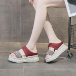 Fujin 7 cm ehtsast nahast kivist ehtsast nahast naiste suvised peep varba platvorm, kiilu sandaalid, k&otilde;rge kaubam&auml;rgiga elegantsed mugavad rannajalatsid 33 beež