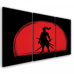 Kolmeosalise pildiga l&otilde;uendiprint Samurai Japan Sun 60x40 punane