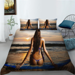Bikini Beauty voodipesukomplekt 3D digitaalprintimine udusulgedega tekikate &uuml;heinimesevoodi kaheinimesevoodi t&auml;issuuruses majapidamises kasutatava voodipesu komplekt 2/3 t&uuml;kki DE 100x135cm