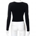 Seljata l&uuml;hikeste varrukatega sinine Y2K Crop Top naiste vabaaja kaelaga T-s&auml;rgid Seksikad vintage v&auml;ljal&otilde;igatud S must