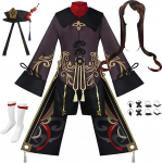 ATEOVE Hu Tao Cosplay Kost&uuml;&uuml;m &Uuml;htlane Kleit Komplekt &Uuml;likond T&auml;ielik Komplekt XXXL-Hu Tao Suit+wig