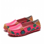 Naiste nahast s&otilde;idu mokassiinid, lilletr&uuml;kk Mugavad korterid, vabaaja p&uuml;ksid, mustad balletid t&uuml;drukutele 35 roosa