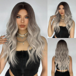 EASIHAIR Platinum Blonde Ombre s&uuml;nteetilised parukad Long Water Wave naturaalsete juustega parukas tukkidega naistele Cosplay kuumakindlad parukad