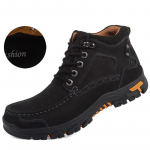 Ehtsast nahast meeste kingad tossud veekindlad &otilde;uesaapad meeste talvesaapad matkasaapad 38 must