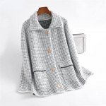 Talvine kvaliteetne ruuduline mantel Naiste kootud kardigan lahtine l&uuml;hike villane kampsun L must