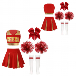 Lapsed T&uuml;drukud Cheerleading tantsuriided Varrukateta V-kaelus Kiri Tr&uuml;ki K&auml;rbi &uuml;laosa Plisseeritud seelik Juukselips K&auml;es Lilled Triibulised sokid 5-6 Years sinine