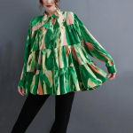 XITAO lahtise printimisega volditud s&auml;rk vabaaja mood naiste topp LYD1281 One Size roheline