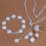 Fine 925 Sterling Silver komplektid Pulmaehted Elegantne Roosillega K&auml;ev&otilde;rud Kaelakee S&otilde;rmus K&otilde;rvar&otilde;ngad Mood S320 9