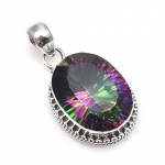 Looduslik Mystic Topaz V&auml;&auml;riskivi Ripats 925 Sterlingh&otilde;be Raamistikus K&auml;sitsi valmistatud Ripatsi Ehted Naistele ja T&uuml;drukutele mitmev&auml;rviline