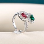 POMOiii Luksuslik vintage t&auml;iskuubikuline tsirkoonpael naiste s&otilde;rmus kirju geomeetriline CZ isiksusega naiste peos&otilde;rmus Retro ehted 6 punane