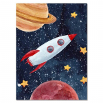 Lastetoa seinakunst Kosmos Astronauti Pilt Kosmoselaev UFO plakatid ja tr&uuml;kised Lastetoa kaunistus Universumi pilt lastele 21cm&times;30cm NoFrame