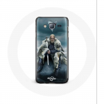 &Uuml;mbris Samsung Galaxy J5 2016 Vikings Series 6. hooaja jaoks. Ragnar Lothbroki logo V Sword Grey Broui taust