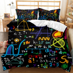 3D matemaatilise tr&uuml;kiga voodipesukomplekt, must udusulgedega tekikott AU180 * 210 t&auml;issuuruses voodikate, &uuml;he-/kahekohaline lukuga pehme tekikate Baby 100x135cm