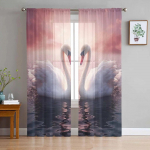 Valentinip&auml;eva Armastuse Luiged T&uuml;ll Voile Kardinad Magamistuppa Elutuppa Akna Kardin &Otilde;hulised Kardinad Organza Draperiid 135W x 274H(cm)