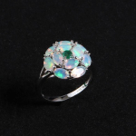 Kerge luksus &Uuml;mmarguse disainiga v&auml;rvirikas naturaalne Opaal kalliskivist s&otilde;rmus 925 h&otilde;bedast peen ehe naistele kingitus US RING SIZE:7# mitmev&auml;rviline