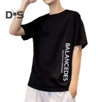 Meeste suvine T-s&auml;rk O kaelusega avara l&uuml;hikeste varrukatega pehme hingav &uuml;hev&auml;rviline plusssuuruses prindiga keskmise pikkusega vabaaja pullover igap&auml;evane topp L must