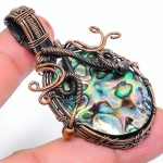 Natural Abalone Shell Gemstone Handmade Copper Wire Wrap Pendant 2.36 l7t67