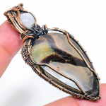 Natural Septarian Stone Gemstone Handmade Copper Wire Wrap Pendant 2.64 f0o18
