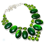 Natural Green Labradorite,Peridot Gemstone 925 Sterling Silver Necklace 18 w1m87
