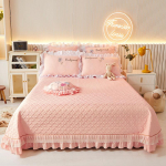 Kolmeosaline voodikatte komplekt Princess Style pits pestud puuvillane libisemisvastane paks tepitud lina Four Seasons universaalne 250cmx270cm 1pcs