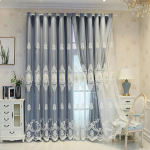 2 tk T&auml;ielikult pimendav Euroopa Kahekordne Kardinakangas + L&otilde;ngaga Viimistletud Kardinad Elutuba Magamistuba Reljeefse Tikandiga Kardinad W170*H270cm*2pcs tumesinine v&auml;rv