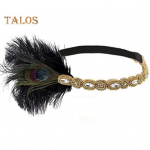 Peapael, must kivist juuksepael, 1920. aastate vana Gatsby peopeakate, naiste l&otilde;&otilde;tsadega ballisulgedest peapael must