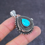 Natural Turquoise Handmade 925 Sterling Silver Jewelry Poison Pendant 1.77 n7w62