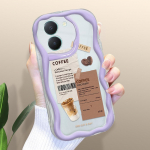 Armas koomiksimustriga kreemjas tekstuuriga korpus, lainelise servaga pehme silikoonkaanega telefoni&uuml;mbris Vivo jaoks Vivo S1 valge