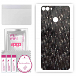 apgo kaitsev nahakleebis tagak&uuml;ljele, mis &uuml;hildub Huawei Y9-ga (2018), Kile, foolium, vin&uuml;&uuml;l &ndash; mustriga s&uuml;simusta piksel