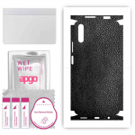 apgo Protective Skin Sticker for the back+sides compatible with Honor 9X, Full Wrap Film, Foil, Vinyl - Pattern Black Leather