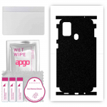 apgo Protective Skin Sticker for the back+sides compatible with Samsung Galaxy M21s, Full Wrap Film, Foil, Vinyl - Pattern Matte Black