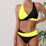 Naiste ujumisriided bikiinid kaheosaline ujumistrikoo seljata p&auml;itsed rannariided sinised ja mustad v&auml;rvid tr&uuml;kitud ujumistrikood rippuva kaelusega ujumistrikoo M