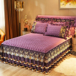 P&otilde;hjamaade voodipesu voodikate Luksuslik voodikate pits tikandid kristallist sametist kinga volangidega &uuml;mbris Easy Fit paks tepitud voodi seelik 150*200cm with pillowcase beež