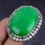 Emerald(Simulated) Gemstone 925 Sterling Silver gift Jewelry Ring Size 7.5 s1R43