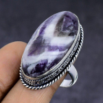 Chevron Amethyst Gemstone 925 Sterling Silver gift Jewelry Ring Size 9.5 N3p15