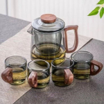 490 ml klaasist teekann lahtiste lehtedega Kung Fu teekann kaasaskantav l&auml;bipaistev veekeetja infusiooniseadmega B