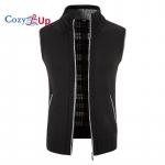 Cozy Up meeste pluss sametist paksendatud vestiga krae vesti jope kampsun mantel kardigan M must