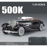 1/24 Benz 500K klassikaline vanaauto m&auml;nguasi lastele Diecast sulamist miniatuurne mudel Helivalgusti kollektsioon S&uuml;nnip&auml;evakingitus lapsele must