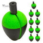 10 tk ovaalne EVA kalap&uuml;&uuml;gi ujuk, hea n&auml;htavusega ujuvus, pikk poi Bobber ujuk Merevee magevee karpkalap&uuml;&uuml;gi tarvikud S roheline