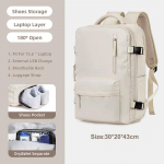 1tk 35L reisiseljakott suur 15,6 s&uuml;learvuti &auml;rikott Multifunktsionaalne USB-laadimine Mochila naiste koolikotid kinga tasku XA348C beež