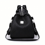 Naiste v&auml;ike kootud PU-nahast seljakott, klassikaline mood, multifunktsionaalne mitmek&uuml;lgne seljakott reisimiseks ja igap&auml;evaseks kasutamiseks must