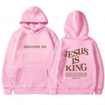 JESUS IS KING S&uuml;gis- ja talvepusad naistele, Amazon kapuutsiga pikkade varrukatega, kahepoolse kirjaprindiga naiste riided L roosa