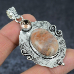 Natural Sunstone Gemstone 925 Sterling Silver Jewelry Pendant 2.56 p2b59