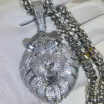 J&auml;&auml;kattega Teemant Raske Kuld L&otilde;vi Pea Ripats Mood Hip Hop Anime Ripats Kaelakee Ehted Meestele 8mm Cuban Chain gray