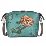 Vanaaegse disainiga lillemustriga &otilde;lakotid Ehtsast nahast crossbody-kott naistele Daamide roosikott 27cm*19cm*11cm