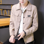 Kevad- ja s&uuml;gisjakk meestele Korea v&auml;ljaanne Slim-fit seemisnahast jakk meeste trendikas lihtne vabaaja rev&auml;&auml;riga t&ouml;&ouml;riistariided M