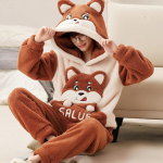 Uus meeste talvine paksendatud korallifliisist pidžaamakomplekt pl&uuml;&uuml;sist kapuutsiga kodu&uuml;likond pikkade varrukatega multifilmi flanell 2 tk komplekt soe &ouml;&ouml;pesu pluss suurus 3XL 4XL 3XL