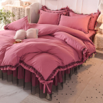 4 tk paarisvoodi tekikomplekt lina voodilina voodikate Queen-size tekid kattega voodipesu voodipesu koos padjap&uuml;&uuml;ridega luksuslik roosa 2m