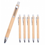 4 tk. Bambusest puidust pastapliiats, 1,0 mm kuuliotsaga sinine must tindiga pastapliiats must