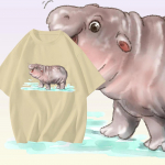 Moo Deng Tiny Baby Hippo Star Tai Armas Pygmy Hippo Unisex Mehed Naiste Laste T-s&auml;rk tr&uuml;kiga l&uuml;hikeste varrukatega &uuml;mara kaelusega S